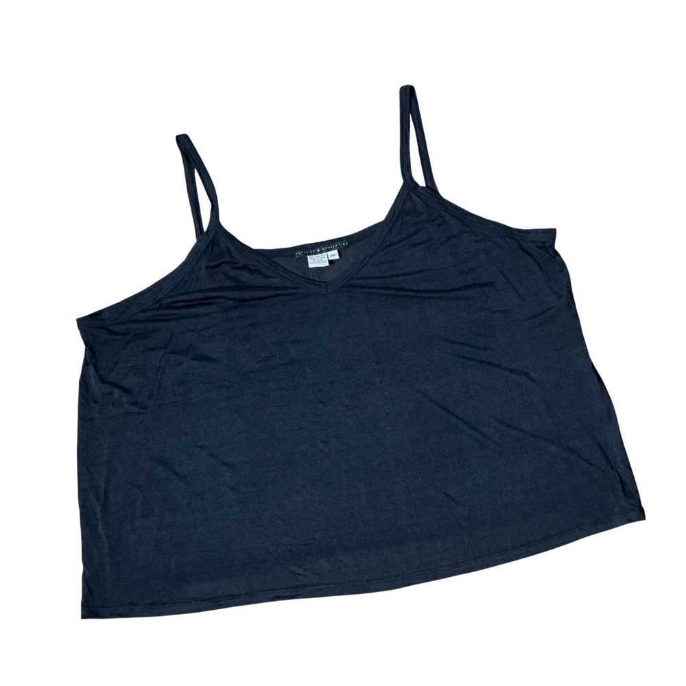 Peruvian Connection Pure Silk Cami Tank Top Women 3X Black V-Neck Luxury Jersey‎